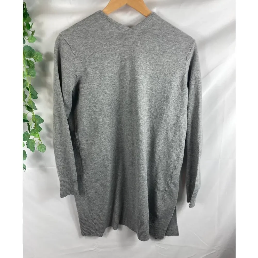 sweet Romeo Simple Open Drape Pocket Knit Mid Thigh Length Cardigan XS